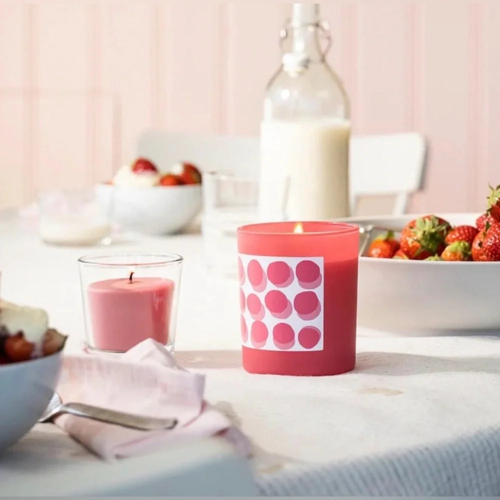 Retired IKEA Pink Dot Pattern Strawberry Scented Candle
